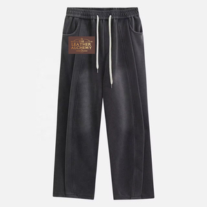 <b>Men's</b> Lightweight Warm Fleece Wide Leg Sweat Pants Plus Size Flare Full Length <b>Trousers</b> Washed Plain for <b>Men</b> - Product Image 1