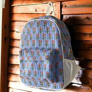 Sac à dos matelassé en coton à imprimé floral, bretelles détachables, fermeture éclair, style preppy, unisexe, 20-35L, dos ergonomique - Product Image 2