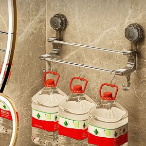 Nuovissimo portasciugamani a doppia barra in metallo Non perforato con ventosa per arredamento bagno e uso domestico - Product Image 3