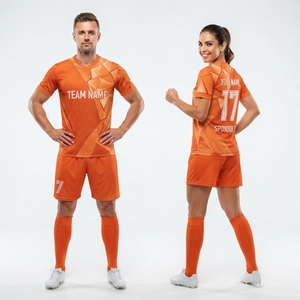 ชุดฟุตบอลแบบกำหนดเองพร้อมโลโก้ ชื่อทีม ผ้าซับเหงื่อ คอเสื้อแบบยูนิเซ็กซ์ สำหรับผู้ใหญ่ - Product Image 5