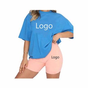Ensemble de survêtement personnalisé pour femme, t-shirt oversize multicolore avec logo imprimé, short, tenue d'été deux pièces, tenue de sport, tenue de gym - Product Image 5