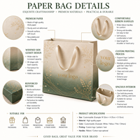 Sacs cadeaux en papier artistique de Noël réutilisables pour cadeaux, dégradé vert sauge crème avec étoile dorée en feuille d'or OEM