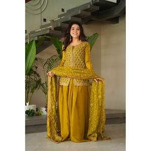 Conjunto de Salwar Kameez de Seda con Bordado, para Fiesta, Incluye Top, Pantalón y Dupatta - Product Image 2