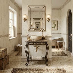 Table console de jardin extérieure en fer forgé traditionnel vintage avec finition forgée à la main - Product Image 4