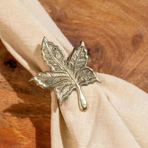 Silver Maple Leaf <b>Napkin</b> <b>Ring</b> For Table Decoration Restaurant Supplies Dinner Tableware Accessories Hand Casted Technique - Product Image 1