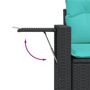 Juego de sofás de jardín de ratán sintético negro de 6 piezas con cojines, muebles de patio - Product Image 4