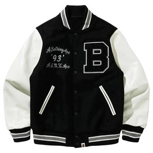 Veste bomber varsity pour homme en cuir avec broderie chenille personnalisée OEM, vente en gros - Product Image 5