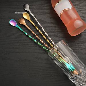 Ensemble de cuillères à cocktail en acier inoxydable de haute qualité avec poignée en cuivre à motif en spirale pour mélanger les outils de barre d'agitation - Product Image 5