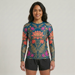 Maillots de bain unis à manches longues pour femmes, nouvelle conception, vêtements de compression, rashguard pour femmes, conception OEM - Product Image 4