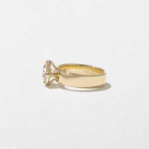 Anillo de Compromiso Solitario con Diamante Cultivado en Laboratorio de Corte Redondo de 5.2mm, Anillos Anchos de Cigarro de Lujo Únicos para Propuesta, Oro Sólido de 14k, Precio de Fábrica - Product Image 5