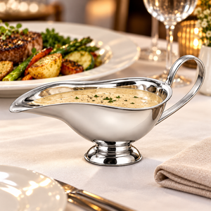 Soupière en acier inoxydable avec poignée, finition miroir, base sur piédestal pour table à manger - Product Image 6