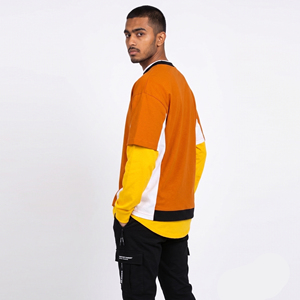 Street Style Double <b>Layer</b> T Shirt Men's Long Sleeve Crew Neck 2 In 1 <b>Layer</b> Tee Shirt Men 100% Cotton Summer Double <b>Layer</b> Tee <b>Top</b> - Product Image 2