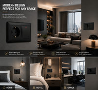 Interrupteur mural modulaire noir standard UE 10A 250V, finition mate moderne, pour maison, hôtel, projet, en PC ignifuge