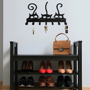 Black Cat Face <b>Key</b> Holder <b>Wall</b> <b>Hook</b> Organizer Perfect <b>For</b> Entryway Decor Stylish <b>Key</b> Storage And Home Organization From India - Product Image 6