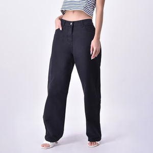 Jean en denim ample à taille mi-haute et fermeture boutonnée pour femme GHULAM GOODS SPORTS 100% Coton Style Vintage Streetwear Tendance - Product Image 3