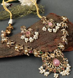 Joyería india de plata oxidada de dos tonos hecha a mano, conjunto de joyería nupcial india, conjunto de collar, regalo de joyería india para ella - Product Image 1