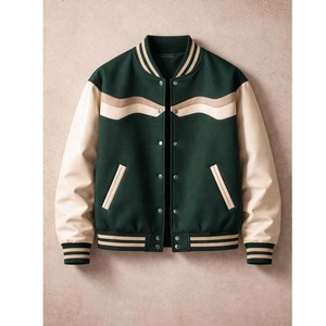 Chaqueta Varsity de Lana para Hombre con Estampado Frontal del Número 10, Estilo Preppy, para Otoño, Corte Regular, Cuello Camisero - Product Image 5