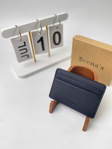 Porte-cartes minimaliste en cuir véritable gris 4 pouces sans fermeture pour cartes de crédit - Product Image 2
