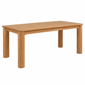 Table à manger en teck massif, écologique, durable, imperméable, 6 places, pieds en forme de pilule |   Hôtel scandinave contemporain - Product Image 3
