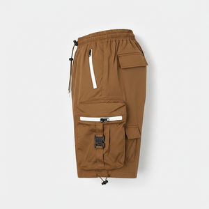 Pocket Stuffing Solid Eco-Friendly <b>Cargo</b> <b>Shorts</b> Men's Mid Waist Drawstring Bermuda Style Casual Polyester/Nylon Oxford Fabric - Product Image 4