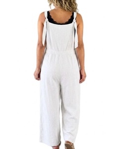 Combinaison sans manches boutonnée devant à jambes larges pour femme tendance - Product Image 4