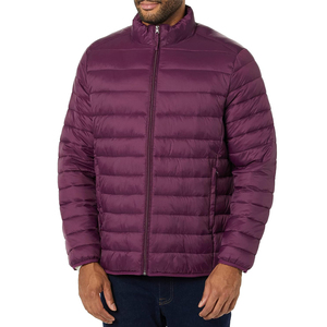 <b>Mens</b> Lightweight Insulated Puffer Jacket with Full Zip Front and Stand Collar in Dark Purple for Casual and Cold Weather Wear - Product Image 5