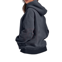 Sweat-shirt à capuche épais pour femme en molleton de coton doux, coupe décontractée à épaules tombantes, style streetwear pour la mode automne-hiver