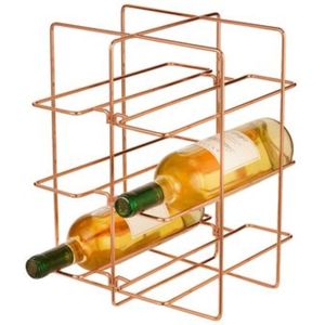 Porte-bouteilles en fil métallique or rose moderne, empilable, pour comptoir, étagère de rangement pour vin, décoration minimaliste pour la maison, support à vin - Product Image 1