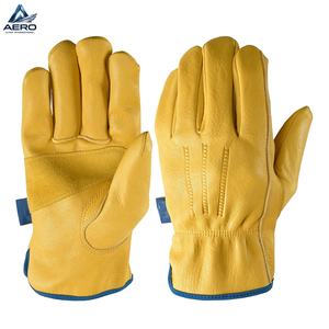 Heavy-Duty Reinforced Palm Patch Comfortable & Breathable Daily Industrial Use Multipurpose Yellow Leather Safety Drive <b>Gloves</b> - Product Image 1