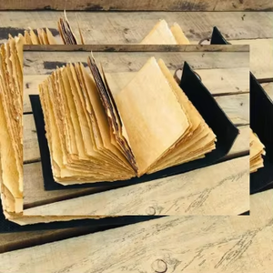 Vintage 7x5 Charcoal Leather Hardcover Journal A5 Notebook Deckle Edge <b>School</b> Use Wiccan Spell <b>Book</b> Featuring Third Eye Gift - Product Image 3