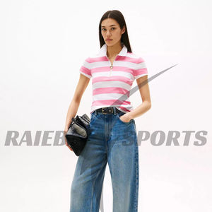 Camisetas Polo Casuales Premium para Mujer 2026, Algodón Orgánico, a la Moda, Elegantes, de Venta Caliente, Personalizadas, MOQ Bajo, Camisetas Polo a Rayas - Product Image 3