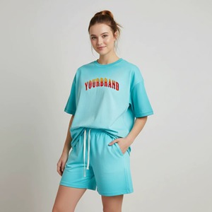 Ensemble court 2 pièces pour femmes grande taille été 2022, dentelle, boutons, patchs, 100% coton - Product Image 1