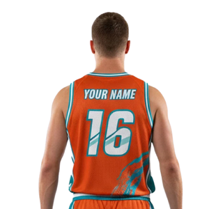 Conjunto de uniforme de baloncesto para hombre, camiseta sin mangas con cuello redondo, pantalones cortos a juego, nombre del equipo impreso, número, kits de equipo para adultos, 100% poliéster - Product Image 4