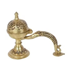 Hot Selling Design Brass Incense <b>Burner</b> With Star Cutouts Wooden Handle Religious Aromatic Diffuser All-Season Use - Product Image 6