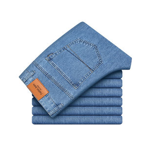 Custom Men Fashion Heavyweight <b>Denim</b> Jeans 100% Cotton Stretch Loose Straight Long Jeans <b>Trousers</b> for Man - Product Image 6