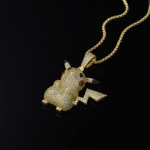 Collier pendentif Pikachu en argent pur plaqué or, style dessin animé, pour enfants - Product Image 4