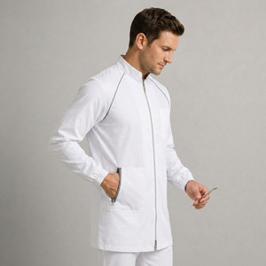 Bata de laboratorio médica de tela de sarga para hombre, antibacteriana, transpirable, uniforme de hospital para médicos y enfermeras, ropa de trabajo elástica y cómoda, resistente a la perforación. - Product Image 2