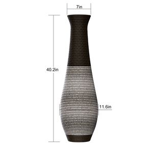 Vase de sol élégant bicolore brun foncé de 39 pouces, en rotin artificiel durable, décoration d'appoint haute et élégante - Product Image 4