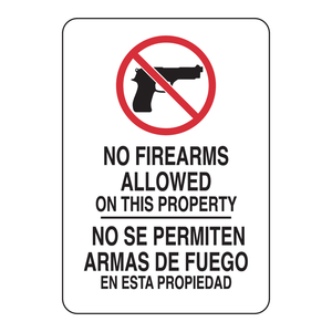 Señal Bilingüe Prohibido el Uso de Armas de Fuego - Aluminio Reflectante con Impresión UV para Uso en Interiores/Exteriores - Product Image 2