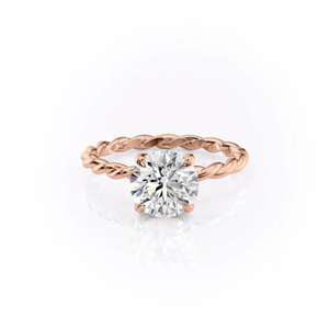 Anillo de compromiso y boda de oro amarillo de 14K chapado en oro con circonitas redondas de 1 quilate para ella, certificado IGI - Product Image 2