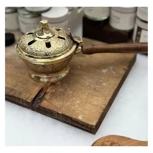Brass Incense <b>Burner</b> With Star Cutouts Hand-Made Religious Aromatic Diffuser All-Season Use With Handle - Product Image 4
