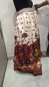 Jupe longue plissée taille haute évasée style A, imprimé Kalamkari de qualité supérieure avec bordure Zari, pour femme - Product Image 2