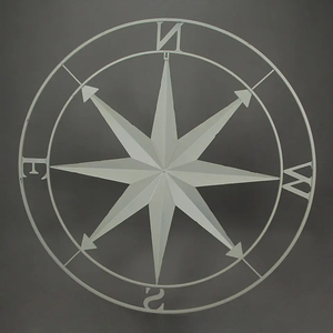 Nautical Zinc Finished Metal <b>Compass</b> Rose Wall Hanging for Indoor Outdoor Decor <b>Vintage</b> Maritime Wall Art - Product Image 3