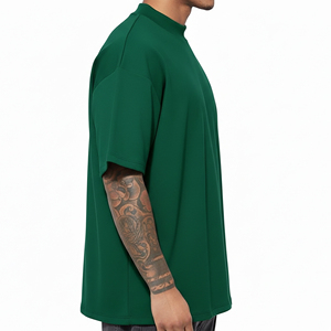 Camiseta de Manga Corta Verde Sólida Extra Grande para Hombre, Cuello Redondo, Estilo Informal, Tejido de Algodón Transpirable, con Logotipo Estampado en la Parte Delantera - Product Image 2
