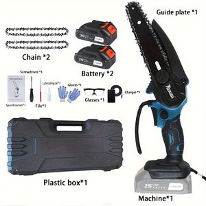 Mini Motosega Elettrica da 6 Pollici Senza Fili con 2 Batterie e Blocco di Sicurezza per Taglio Legna e Potatura Alberi in Cortili - Product Image 4