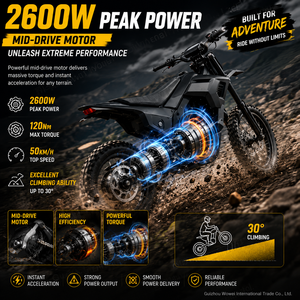 Motocicleta Eléctrica Ligera, Batería de Litio de 48V 20Ah, Motocicleta Todoterreno Eléctrica de 50 km/h, Batería Extraíble, Motocross para Adolescentes y Adultos - Product Image 2