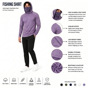 Haut de pêche anti-UV à manches longues avec protection faciale, respirant et à séchage rapide pour activités de plein air - Product Image 6