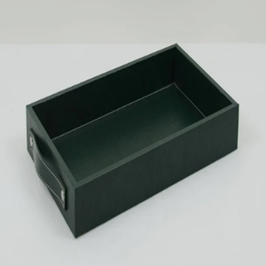 Plateaux rectangulaires en cuir vert, plateaux en cuir de luxe pour la maison et le bureau - Product Image 1