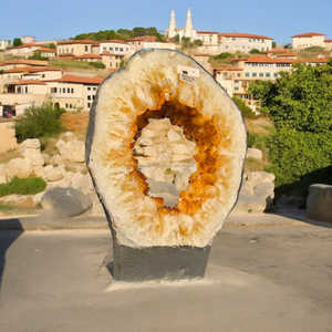 Géode de quartz citrine de qualité supérieure, amas de géodes naturelles brutes, géode de citrine jaune foncé, tranche de géode, décoration, cadeau, en vrac - Product Image 2