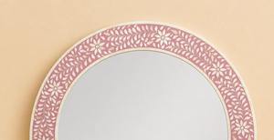 Miroir rond en bois fait main avec cadre floral rose, miroir mural décoratif style shabby chic, miroir décoratif fait main - Product Image 3